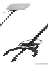 Taburete Tolosa con mecanismo Giratorio tapizada con Similpiel color No aplica y malla color Gris claro. Equipado con Base poliamida negra, Sin brazos y Ruedas de nailon 50 mm