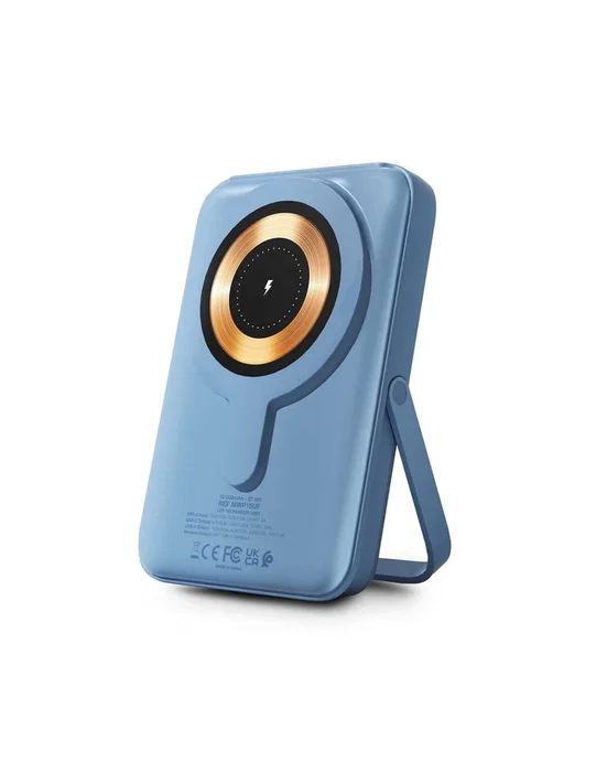 Urban Factory Magnee Power 10000 mAh Cargador Inalámbrico Magnético con MagSafe, Carga Rápida 22.5W, Pantalla LCD, USB-C, Azul