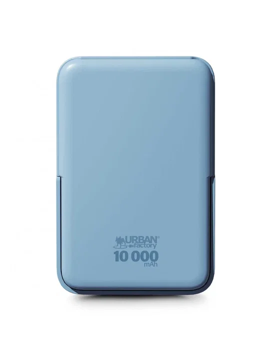 Urban Factory Magnee Power 10000 mAh Cargador Inalámbrico Magnético con MagSafe, Carga Rápida 22.5W, Pantalla LCD, USB-C, Azul
