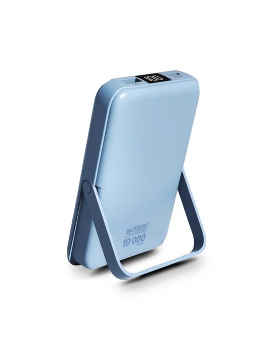 Urban Factory Magnee Power 10000 mAh Cargador Inalámbrico Magnético con MagSafe, Carga Rápida 22.5W, Pantalla LCD, USB-C, Azul