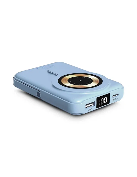 Urban Factory Magnee Power 10000 mAh Cargador Inalámbrico Magnético con MagSafe, Carga Rápida 22.5W, Pantalla LCD, USB-C, Azul