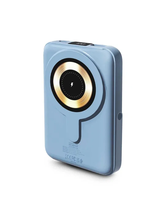 Urban Factory Magnee Power 10000 mAh Cargador Inalámbrico Magnético con MagSafe, Carga Rápida 22.5W, Pantalla LCD, USB-C, Azul