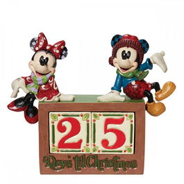 Enesco Figura Disney Mickey y Minnie Calendario - Figura decorativa de resina de 18 cm pintada a mano