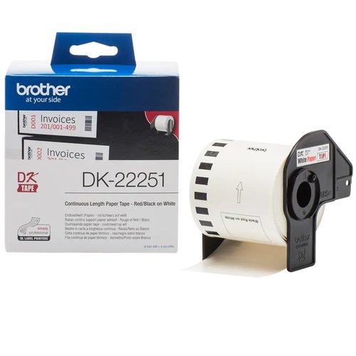 Brother DK-22251 Cinta Continua de Papel Térmico Negro y Rojo, 62 mm x 15,24 m Brother DK-22251 Cinta Continua de Papel Térmico Negro y Rojo, 62 mm x 15,24 m