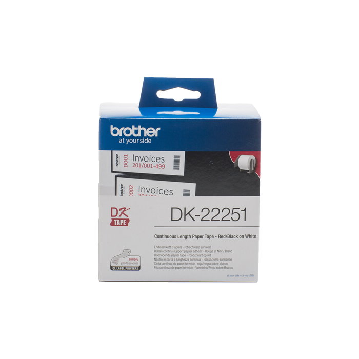 BROTHER Cinta continua de papel termico para impresion en negro y rojo 62 mm. x 15,24 m. BROTHER Cinta continua de papel termico para impresion en negro y rojo 62 mm. x 15,24 m.