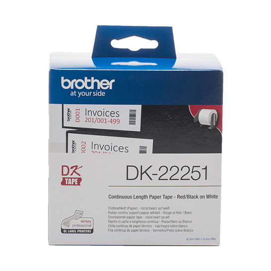 Brother DK-22251 Cinta Continua de Papel Térmico Negro y Rojo, 62 mm x 15,24 m Brother DK-22251 Cinta Continua de Papel Térmico Negro y Rojo, 62 mm x 15,24 m