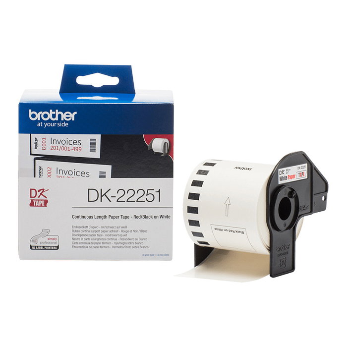 Brother DK-22251 Cinta Continua de Papel Térmico Negro y Rojo, 62 mm x 15,24 m Brother DK-22251 Cinta Continua de Papel Térmico Negro y Rojo, 62 mm x 15,24 m