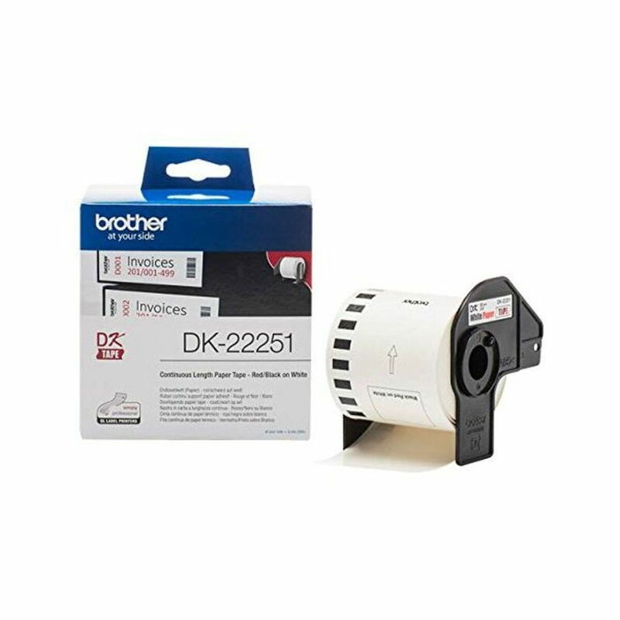 Brother DK-22251 Cinta Continua de Papel Térmico Negro y Rojo, 62 mm x 15,24 m Brother DK-22251 Cinta Continua de Papel Térmico Negro y Rojo, 62 mm x 15,24 m