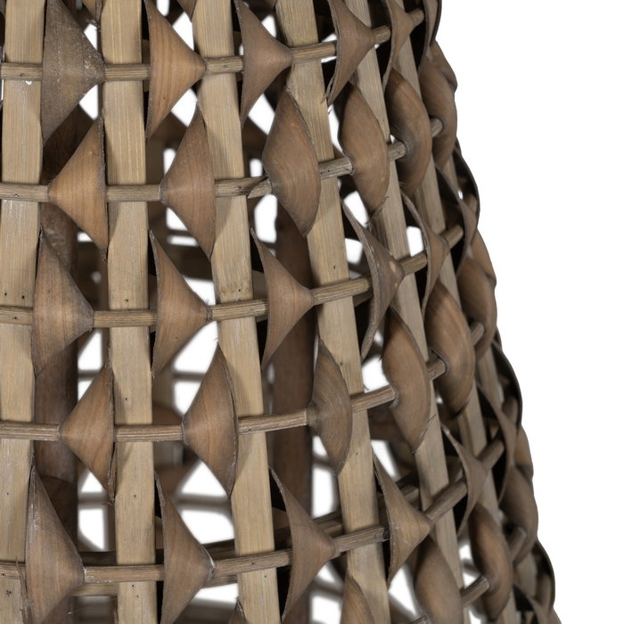 Farol Portavelas Gris Bambú Decoración 34 X 34 X 49 cm Farol Portavelas Gris Bambú Decoración 34 X 34 X 49 cm