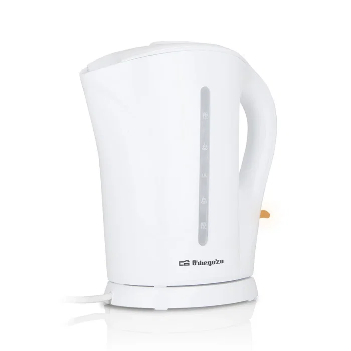 Orbegozo KT 6003 Hervidor Eléctrico de Agua 1.7L 2200W Blanco - Filtro Extraíble Antical, Libre de BPA, Apagado Automático, Base con Recogecables
