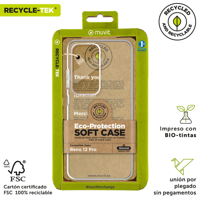 muvit for change funda compatible con Oppo Reno 12 Pro transparente