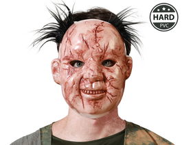 Máscara Terrorífica Muñeco Deforme Con Cicatrices Y Pelo Negro para Halloween y Fiestas