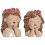 DKD Home Decor Macetero Dolomita Busto Niña Chica Surtido de 2