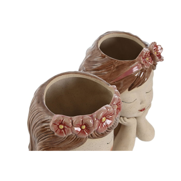 DKD Home Decor Macetero Dolomita Busto Niña Chica Surtido de 2