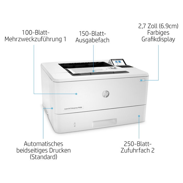 HP LaserJet Enterprise M406dn Impresora Láser Monocromo Dúplex Blanca
