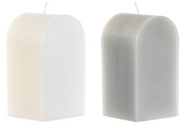 DKD Home Decor Vela Gris Blanco 7 x 13 x 7 cm (6 Unidades)