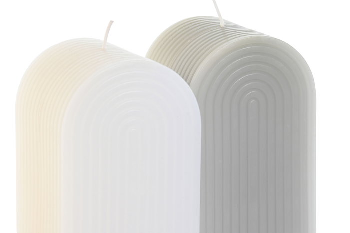 DKD Home Decor Vela Gris Blanco 7 x 13 x 7 cm (6 Unidades)
