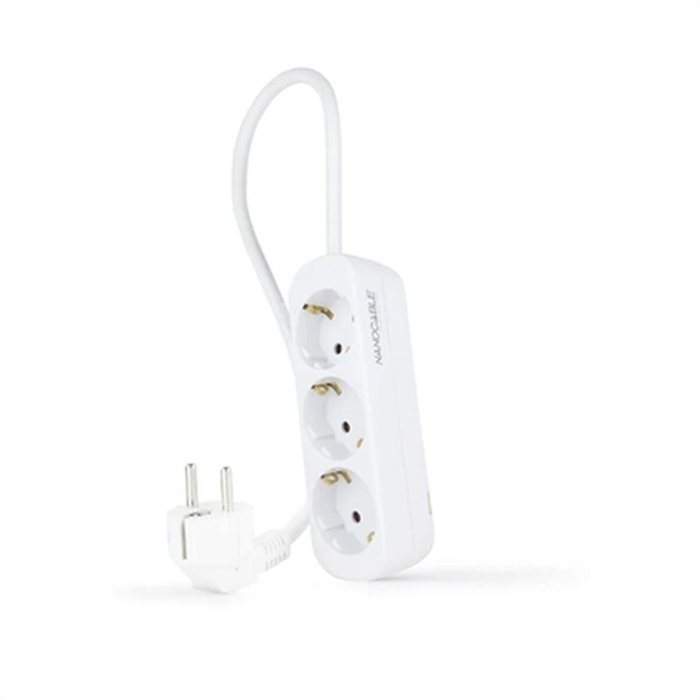 Nanocable Regleta de 3 Tomas, 1.4 m, Blanca