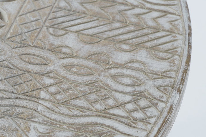 DKD Home Decor Mesita Auxiliar de Mango y Metal Blanco y Dorado