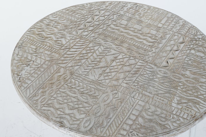 DKD Home Decor Mesita Auxiliar de Mango y Metal Blanco y Dorado