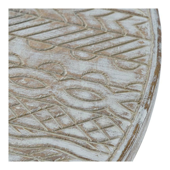 DKD Home Decor Mesita Auxiliar Estilo Indio Blanco Dorado 75 x 50 x 75 cm DKD Home Decor Mesita Auxiliar Estilo Indio Blanco Dorado 75 x 50 x 75 cm