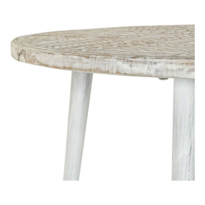 DKD Home Decor Mesita Auxiliar Estilo Indio Blanco Dorado 75 x 50 x 75 cm DKD Home Decor Mesita Auxiliar Estilo Indio Blanco Dorado 75 x 50 x 75 cm