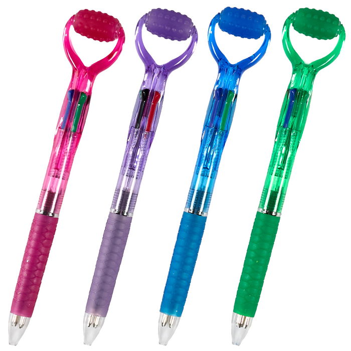 The Concept Factory Bolígrafo 4 Colores Masaje con Rodillo Masajeador y Tintas Intercambiables