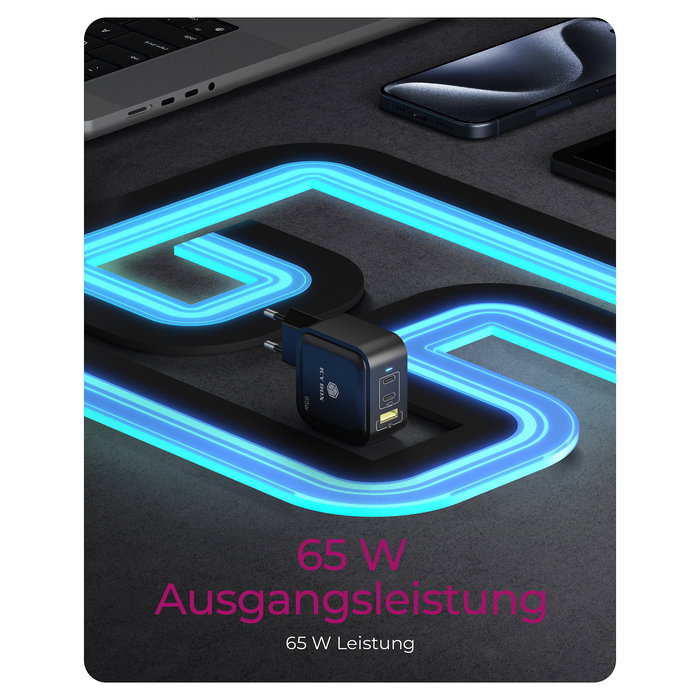 ICY BOX Cargador GaN 65W 3 Puertos PD 3.0 Negro IB-PS1030-PD
