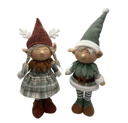 DKD Home Decor Figura de Elfo de Poliéster Surtida (Pack de 2)