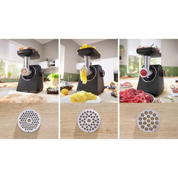 Bosch MFWS430B Picadora de Carne Serie 4, 3 Rejillas de Trituración, Marcha Atrás, Negra Bosch MFWS430B Picadora de Carne Serie 4, 3 Rejillas de Trituración, Marcha Atrás, Negra