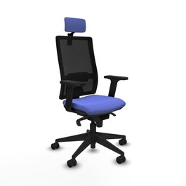 PIQUERAS Y CRESPO Silla de oficina Horna con mecanismo Sincro, Azul claro y Negro