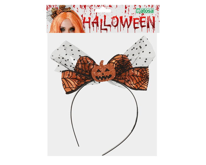 Diadema Halloween Calabaza Lazo Negro Cinta Para El Cabello Accesorio Disfraz Fiesta Temática