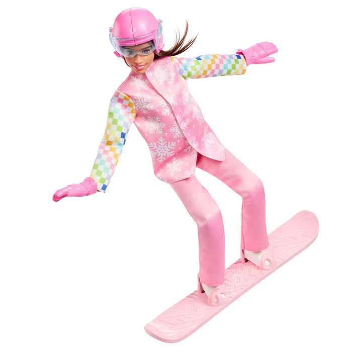 Mattel Muñeca Barbie Snowboarder +10 Accesorios Tabla Snowboard Cambia Color Edad +3 Años