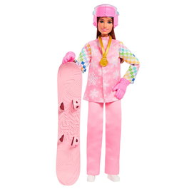 Mattel Muñeca Barbie Snowboarder +10 Accesorios Tabla Snowboard Cambia Color Edad +3 Años