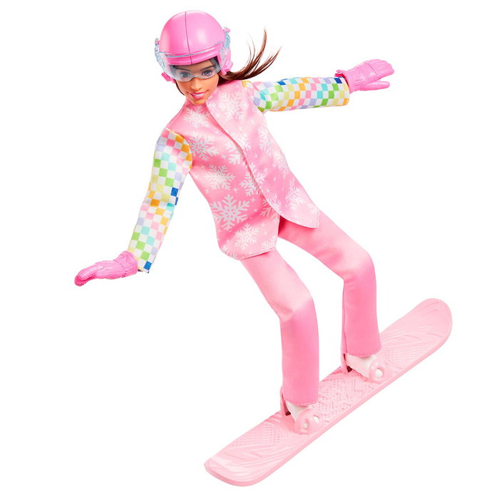 Mattel Muñeca Barbie Snowboarder +10 Accesorios Tabla Snowboard Cambia Color Edad +3 Años