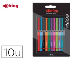 Rotring Rotulador Fineliner Punta Metálica 0,4 mm Pack 10 Colores Surtidos