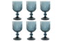 DKD Home Decor Copa Stripes Garbo Azul Rayado Set de 6 Cristal 260ml Apto Lavavajillas 14.5cm