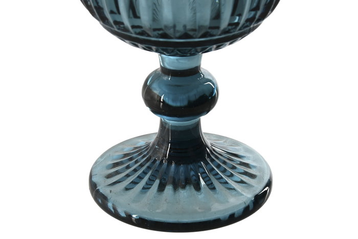 DKD Home Decor Copa Stripes Garbo Azul Rayado Set de 6 Cristal 260ml Apto Lavavajillas 14.5cm