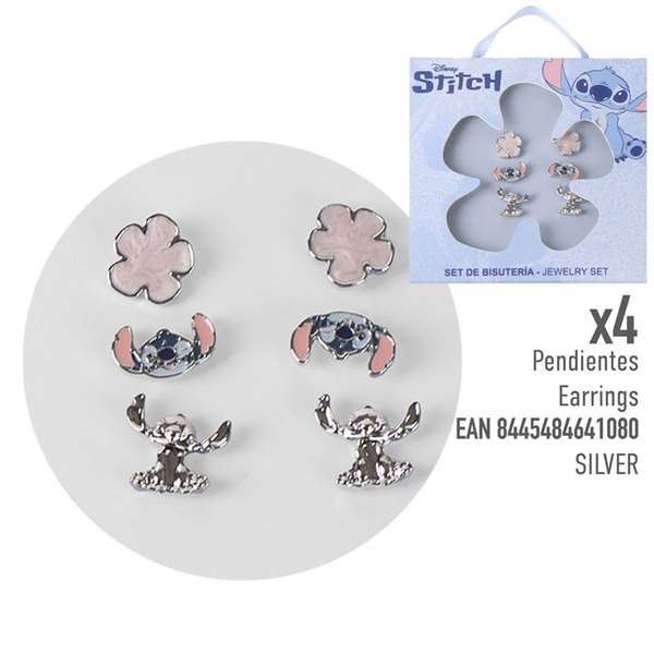 Cerdá Juego de Bisutería Stitch, Diseños 1 a 6, 4 Unidades de Cada (Blue), Juguete para Niños +36 Meses