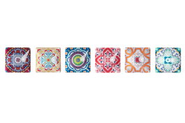 DKD Home Decor Imán Cristal Metal Mandala Surtido de 6