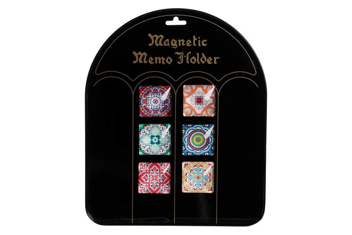DKD Home Decor Imán Cristal Metal Mandala Surtido de 6