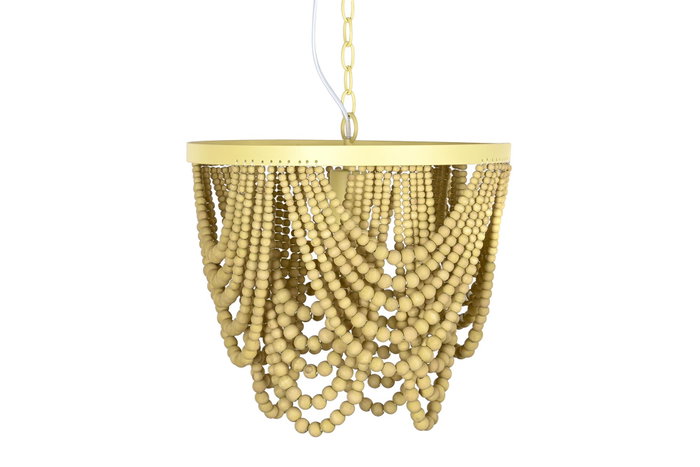 DKD Home Decor Lámpara Techo Tradicional Metal y MDF 35 x 95 x 35 cm Bolas Hecha a Mano E27 50W