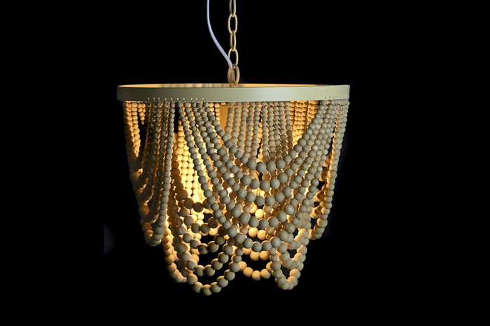DKD Home Decor Lámpara Techo Tradicional Metal y MDF 35 x 95 x 35 cm Bolas Hecha a Mano E27 50W