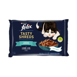 Purina Felix Tasty Shreds Pescado en Salsa 4x12x80g