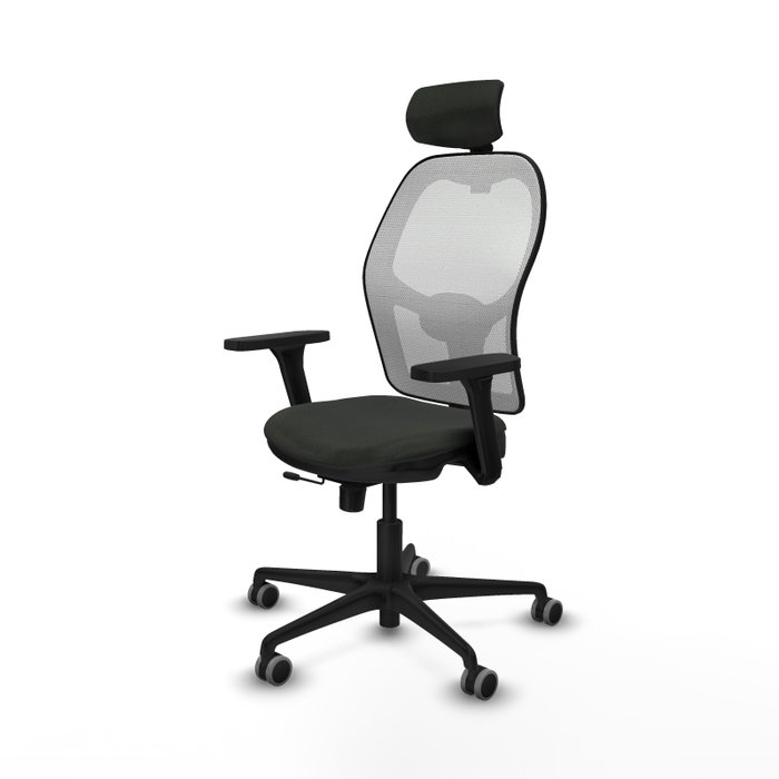 PIQUERAS Y CRESPO Silla de oficina Jorquera con mecanismo Sincro/Traslack, Tela Negra y Malla Blanca