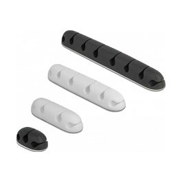 DeLOCK Juego combinado de sujetacables autoadhesivos 4 piezas negro/blanco