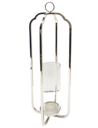 DKD Home Decor Portavela Moderno Plateado Acero y Cristal 21 x 21 x 49 cm