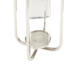 DKD Home Decor Portavela Moderno Plateado Acero y Cristal 21 x 21 x 49 cm