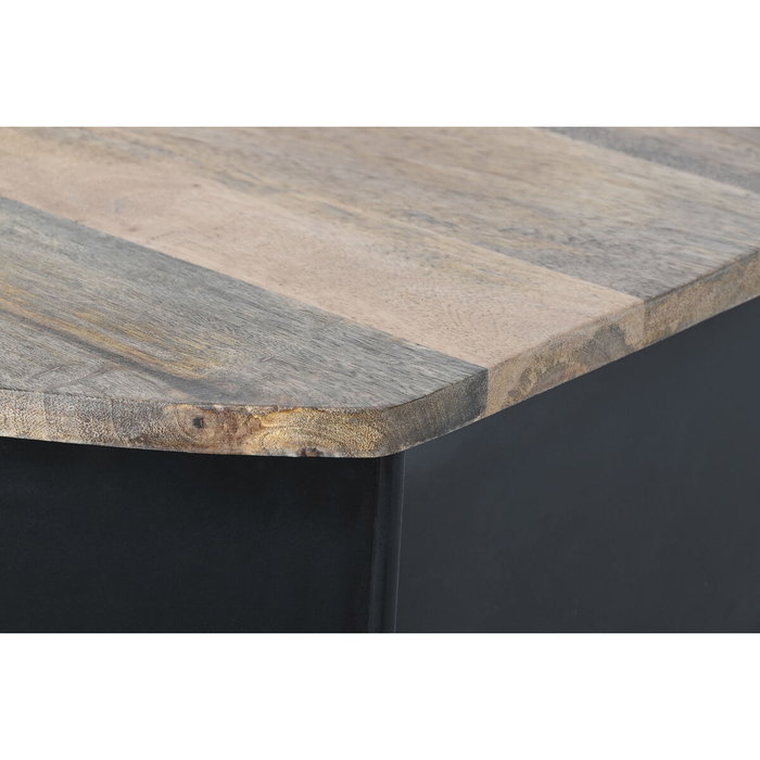 DKD Home Decor Mueble Bar Mango Hierro Negro con Focos