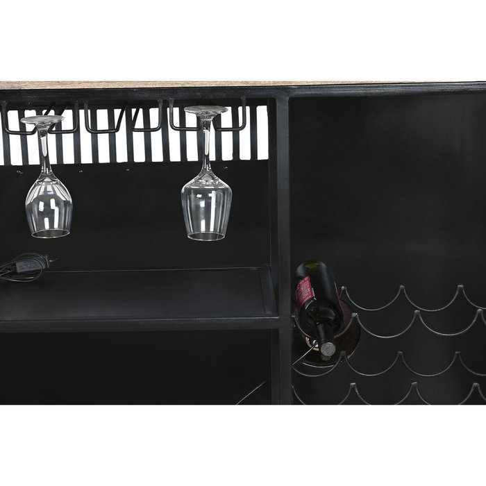 DKD Home Decor Mueble Bar Mango Hierro Negro con Focos